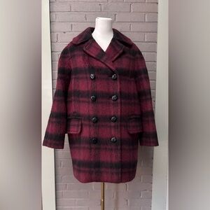 COACH  Buffalo Check Wool blend Peacoat  S